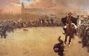 Ramon Casas i Carbo The Charge or Barcelona 1902 oil painting on canvas